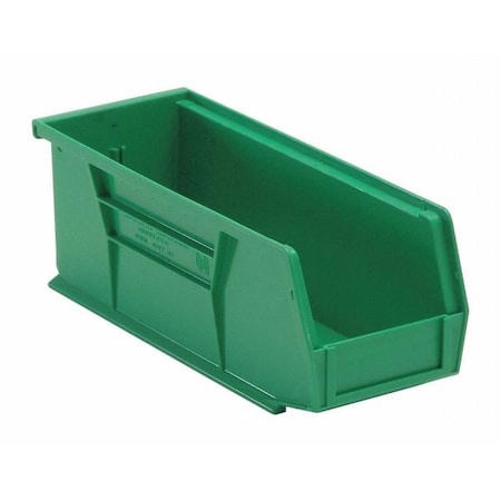 Hang & Stack Storage Bin, Polypropylene, Green, 4 in H, 4 1/8 in W, 10 7/8 in L