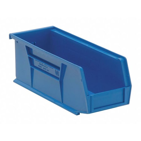Hang & Stack Storage Bin, Polypropylene, Blue, 4 in H, 4 1/8 in W, 10 7/8 in L
