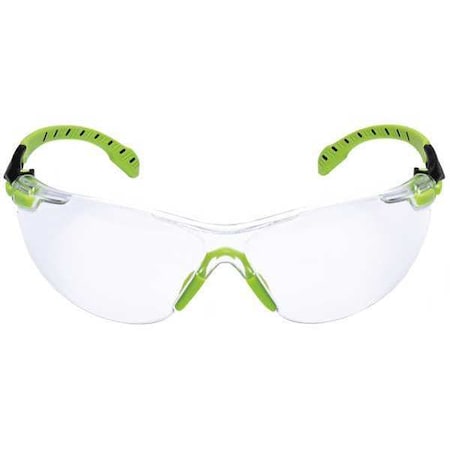 Safety Glasses, Solus 1000 Series, Scotchgard Anti-Fog Coating, Black/Green Frame, Clear Lens
