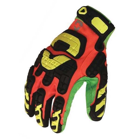 Impact Gloves,L,Hi-Vis Orange/Green,PR