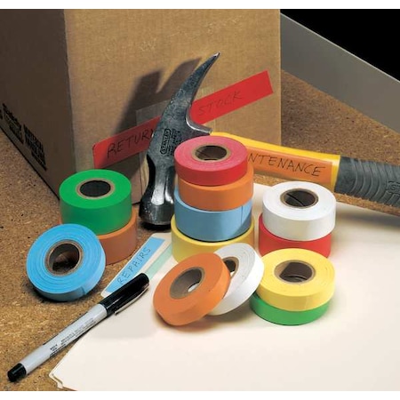 Masking Tape, 3/4 in W x 14 yd L, 6 mil Thick, Yellow, Rubber Adhesive