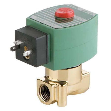 Solenoid Valve, 2-Way, 2-Position, Normally Closed, 1/4 in Pipe Size, 120V AC, High Flow, Brass