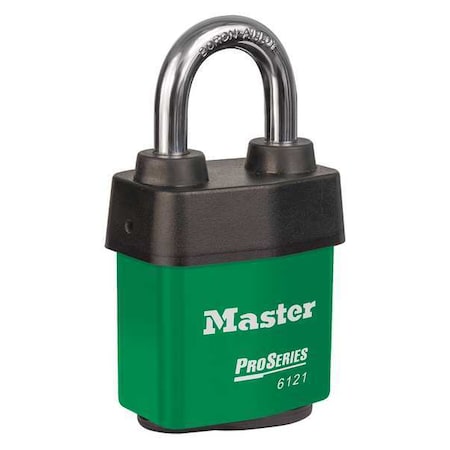 Lockout Padlock, Keyed Alike, Steel, Green, 1 1/8 in Shackle Height, 2 1/8 in Body Width
