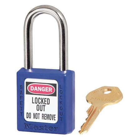 Lockout Padlock, Keyed Alike, Thermoplastic, Blue, 1 1/2 in Shackle Height, 1 1/2 in Body Width