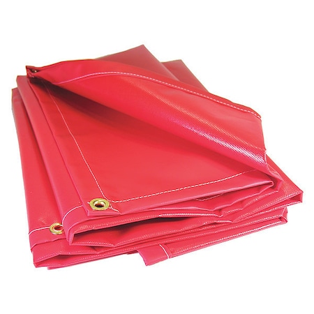 Heavy Duty Tarp, 3 ft x 18 ft, 20 Mil, Red, Vinyl, Flame Resistant, Tear Resistant