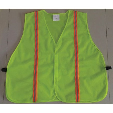High-Visibility Vest, Vertical Stripe, Lime, Mesh Polyester, Hook and Loop, Universal