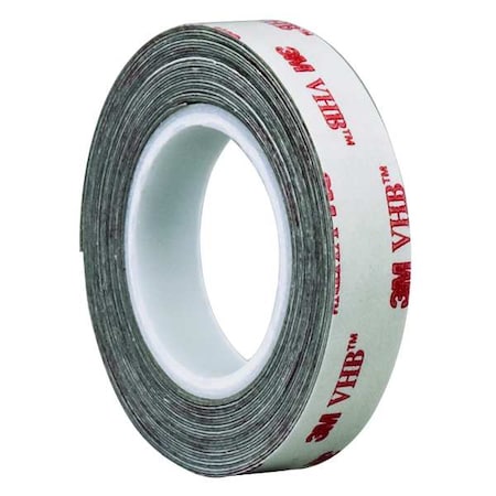 Foam Tape, Gray, 5 yd L, 1/2 in W
