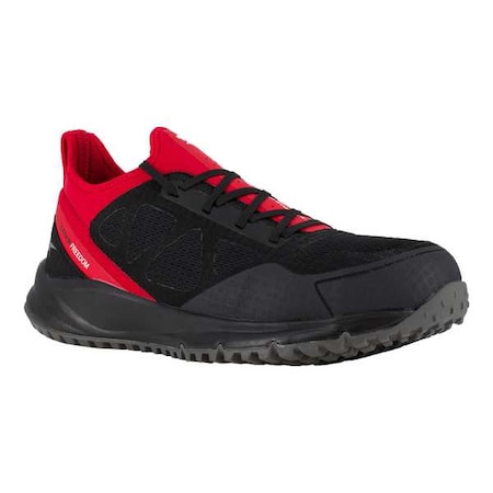 Men's Athletic Shoe, Steel Toe, Mesh, Fabric Upper, Rubber Outsole, Lace Up, Black, 9 1/2 W
