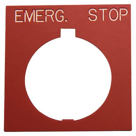 Legend Plate, Square, Emerg.Stop, Black/Red