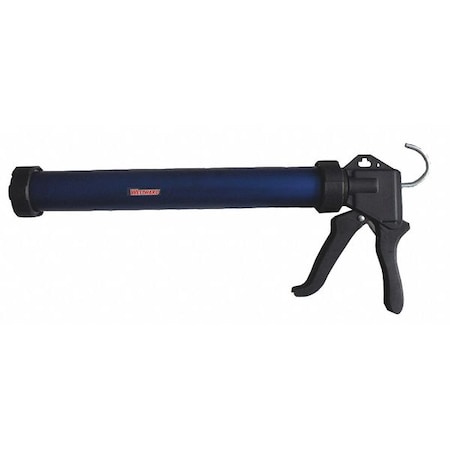Dripless Caulk Gun, 29 oz Container Size, Plastic, 12:01, Full Barrel Frame, Black/Blue