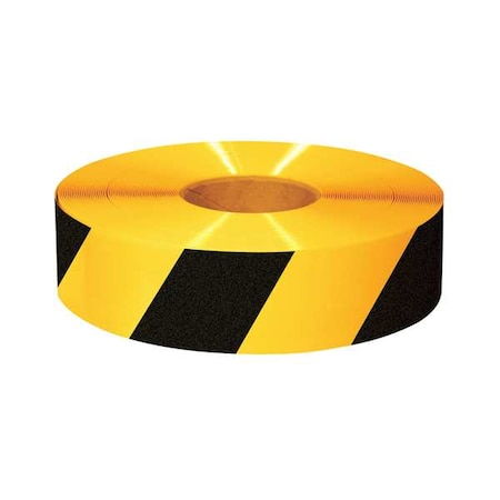 Floor Marking Tape, Rubber, Striped, Black, Yellow, 3 in W.