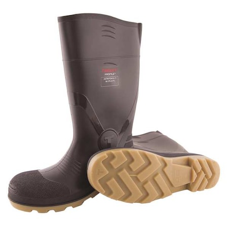 Men's Profile Rubber Boot, Composite Toe, 15" Height, Brown, 9
