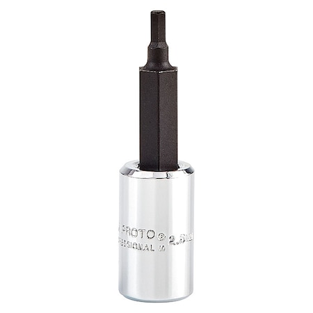 1/4 in Drive Hex Socket Bit Metric 2.5 mm Tip, 1 7/8 in L