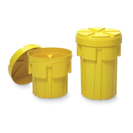 Open Head Salvage Drum, Polyethylene, 20 gal, Unlined, Yellow