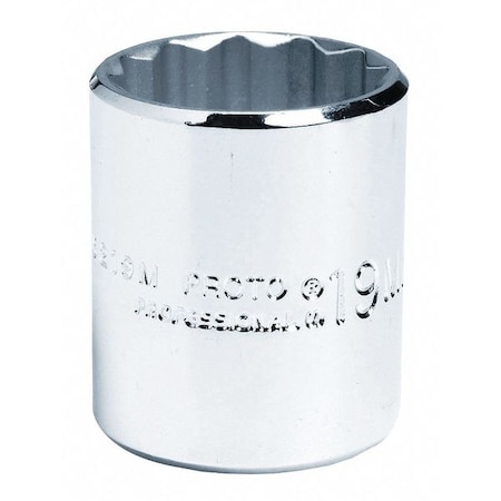 3/8 in Drive, 21mm Triple Square Metric Socket, 12 Points,  Steel, Chrome, 21 mm