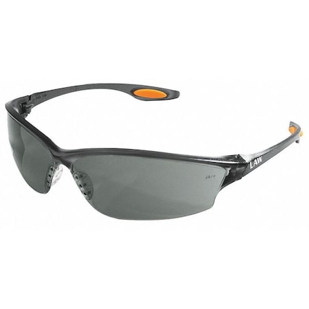Law (LW2), Safety Glasses, Anti-Scratch, Gray Lens, Smoke Frame, Frameless