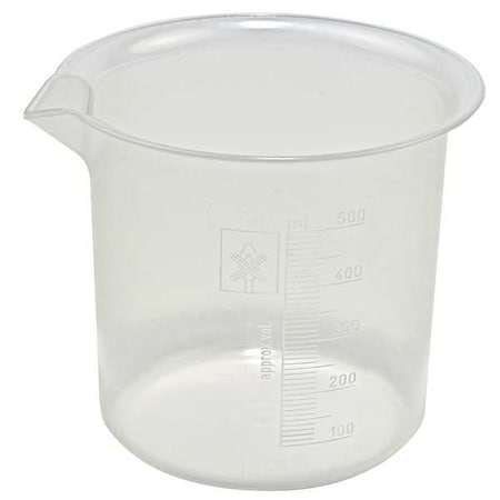 Beaker, Polypropylene, Low Form, 500 mL / 16.91 fl oz Capacity, Not Rated Not Applicable, 6 PK