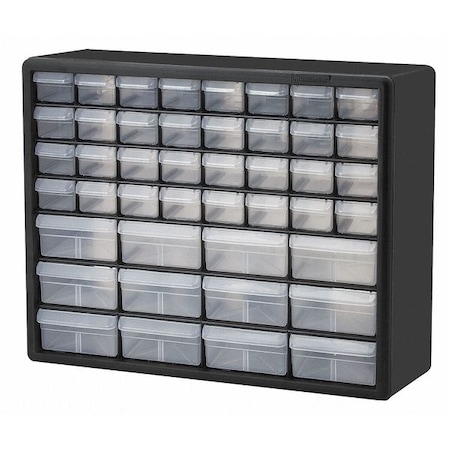 Drawer Bin Cabinet with 44 Drawers, Plastic, 20 in W x 15 3/4 in H x 6 1/2 in D