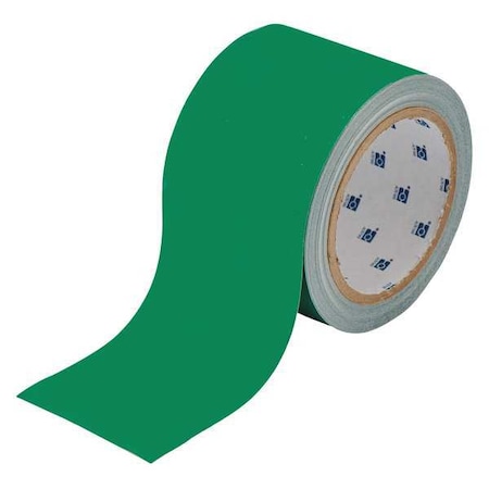 Floor Marking Tape, Polyester, Solid, Green, 2 in W., 8 mil Thickness