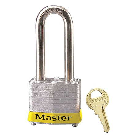 Lockout Padlock, Keyed Alike, Steel, Yellow, 2 in Shackle Height, 1 9/16 in Body Width