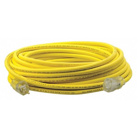 SJEOOW Extension Cord, 12 AWG, Outdoor, 12/3, 1 Outlets, 5-15R, Yellow, PVC, 5-15P, 50 ft