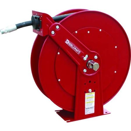 Spring Return Hose Reel, 1/2 in Hose Diameter, 100 ft Length, 2,000 psi Max. Pressure, Red