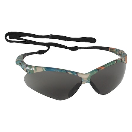 V30 Nemesis Safety Glasses, Anti-Fog & Anti-Scratch, Wraparound, Camouflage Frame, Smoke (Gray) Lens