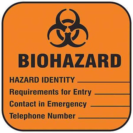 Biohazard Label, Biohazard, Paper, 4 in W, 2 in H