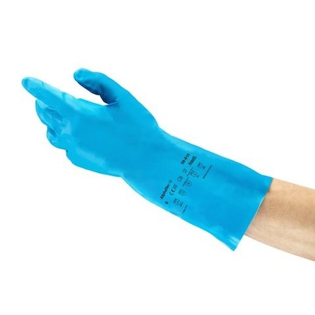Chemical Resistant Gloves, Nitrile, Full, Gauntlet, Blue, 7, 1 PR