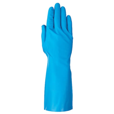 Chemical Resistant Gloves, Nitrile, Full, Gauntlet, Blue, 8, 1 PR