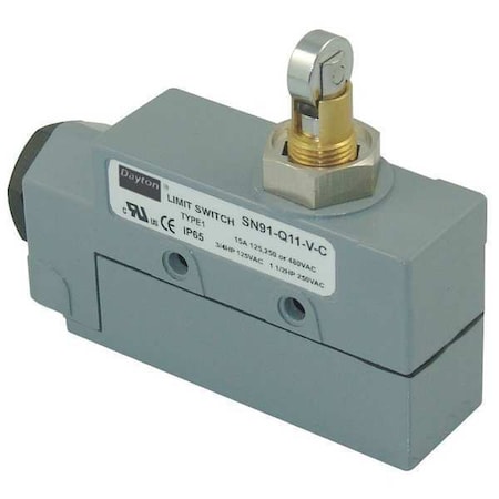 Limit Switch, Cross Roller, Plunger, SPDT, 15A at 480V AC, Actuator Location: Top