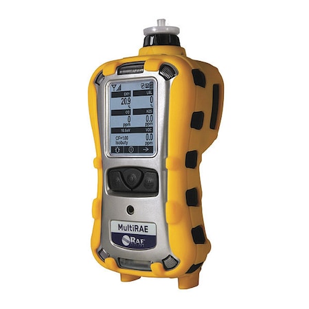 Multi-RAE Lite Multi-Gas Detector, IP65, Audible, Vibrating, Visual, LCD, 12 hr Battery Life