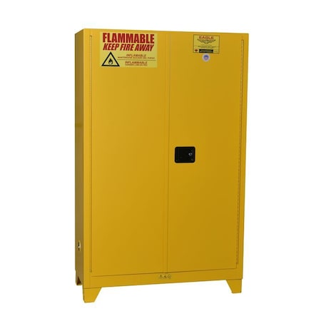 Hazardous Material Storage Cabinet, 60 gal, 5 Shelves, Steel, 43 in W x 69 in H x 18 in D, Yellow