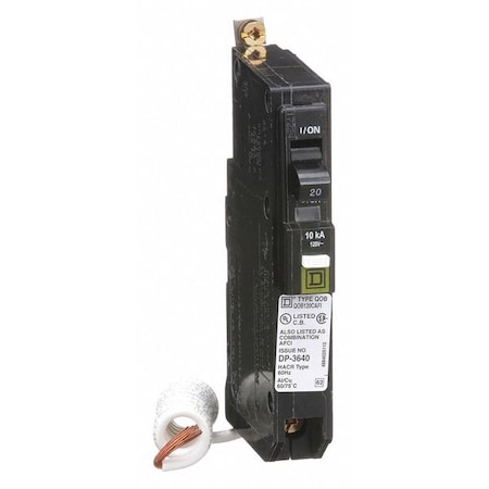 Miniature Circuit Breaker, HOMELINE Series, 20A, 1 Pole, 120V AC, 10kA at 120V AC