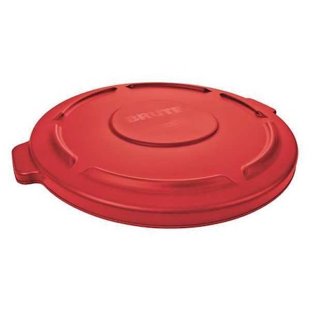 BRUTE(R) 55 gal Trash Can Lid, Flat Red, Resin, 0 Openings 26 3/4 in W/Dia