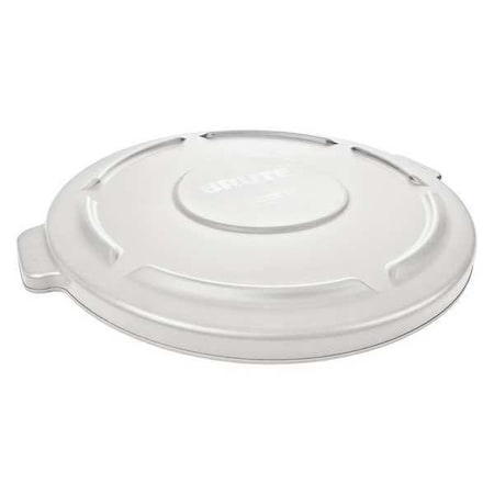 BRUTE(R) 55 gal Trash Can Lid, Flat White, Resin, 0 Openings 26 3/4 in W/Dia