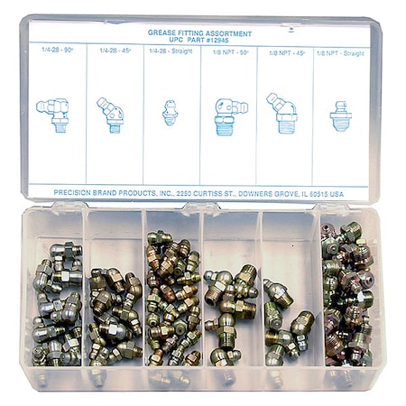 Grease Fitting Kit,Strght,Stl,PK90
