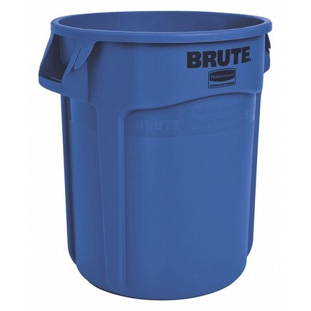 BRUTE 10 gal Round Heavy Duty Plastic Can, Blue, None, Plastic, Not Applicable