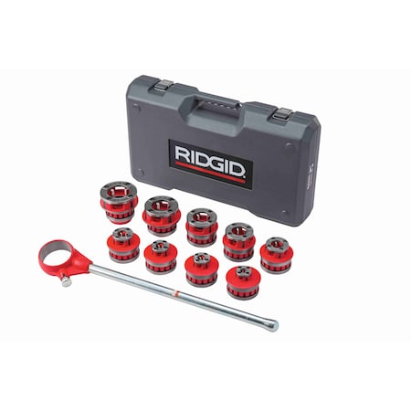 Exposed Ratchet Threader Set,1/8 to 2 in