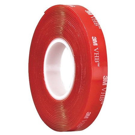 Double-Sided VHB Foam Tape, 1/2 in W, 5 yd L, 1/16 in Thick, Polyethylene Foam, 4910