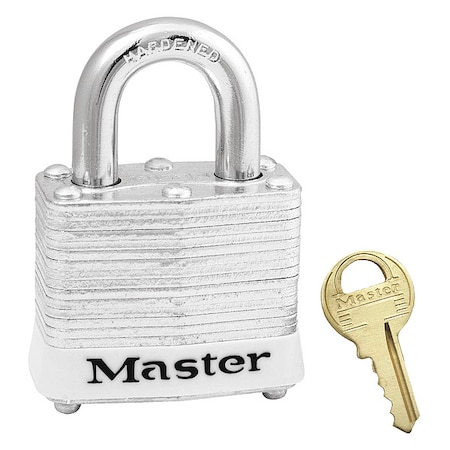 Lockout Padlock, Keyed Alike, Steel, White, 3/4 in Shackle Height, 1 9/16 in Body Width
