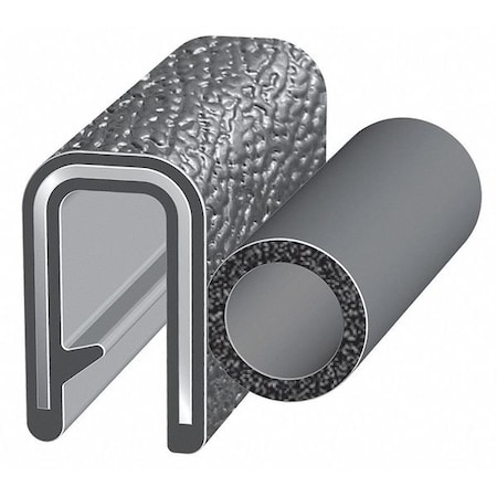 Trim Seal, EPDM, 100 ft Length, 1 1/8 in Overall Width, Style: Trim with a Top Bulb