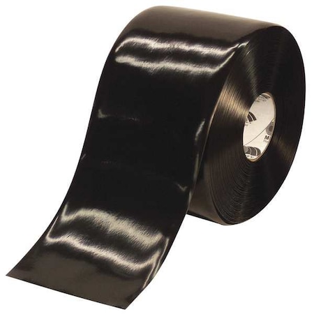 Floor Marking Tape, Rubber, No Legend, Black, 6 in W.