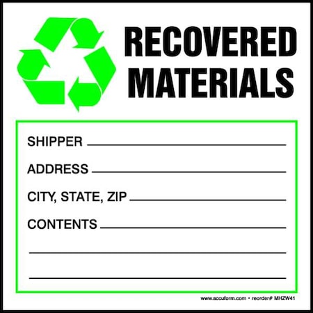 Recycle Label,4 In. H,4 In. W,PK100