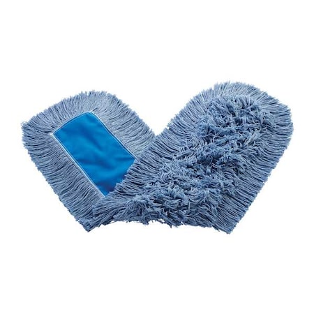 36 in L Flat Dust Mop, Slide On Connection, Cut-End, Blue, Cotton