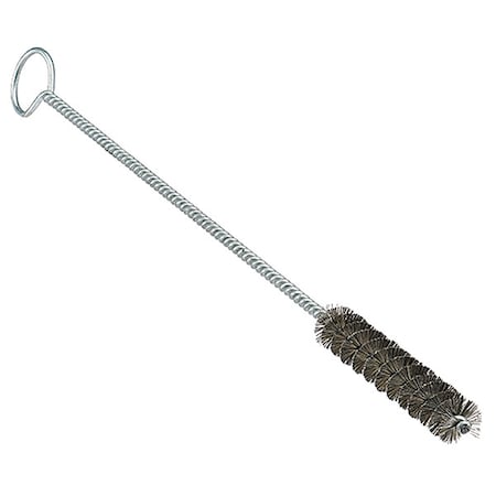Tube and Pipe Brush, 6 1/2 in L Handle, 2 1/2 in L Brush, Silver, Steel, 9 in L Overall, 12 PK