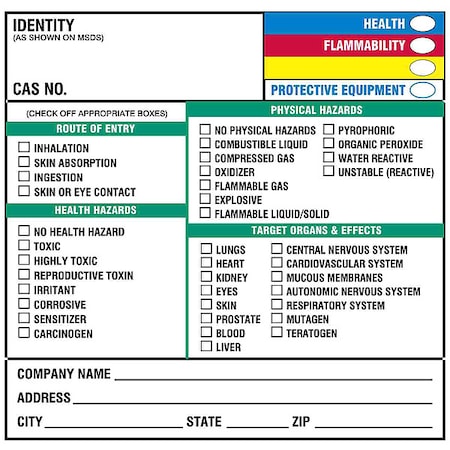 Hazmat/Reactivity Secondary Label, Multicolor, Pk100