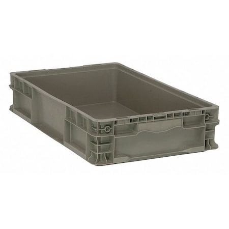Solid & Stackable Straight Wall Storage Container, 5.2 gal, 24 in L x 15 in W x 5 in H, Gray