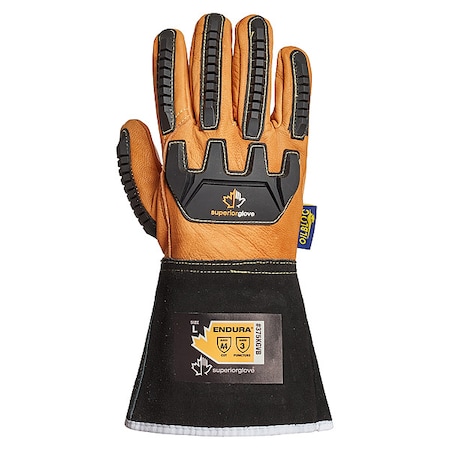 Leather Drivers Gloves, Goatskin, Gauntlet, Wing Thumb, Gunn Cut, Black/Tan / Tan, S 1 PR