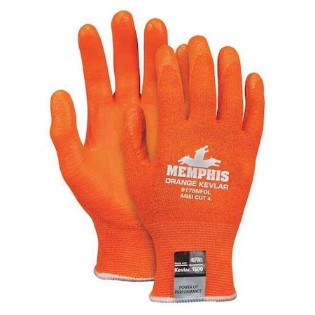 Hi-Vis Cut-Resistant Coated Gloves, Cut Level A4 ,Dipped ,Foam Nitrile ,Smooth ,XL 1 PR